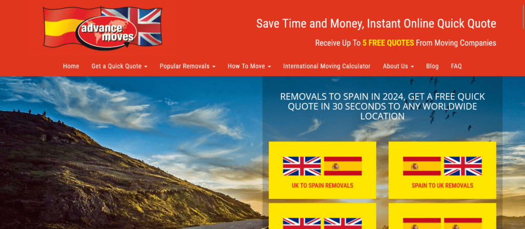 Removal costs to Spain from UK