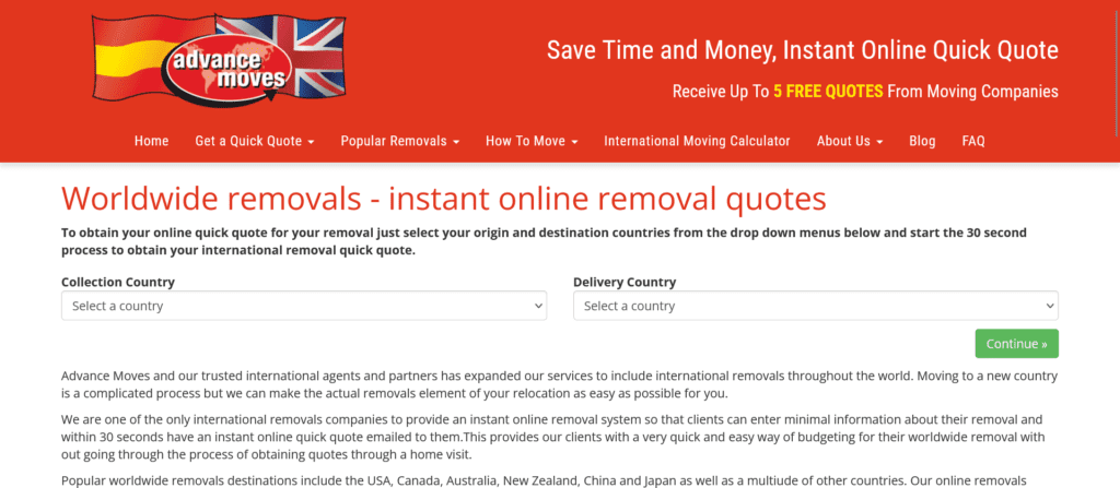 Average cost of an international removal